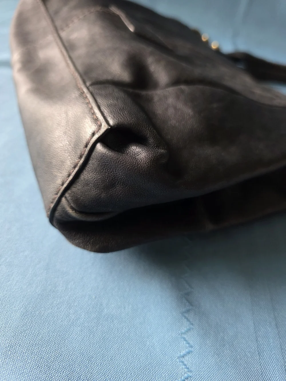 Fossil Long Live Vintage Black Pewter Metallic Leather Cargo Satchel Bag Y2K